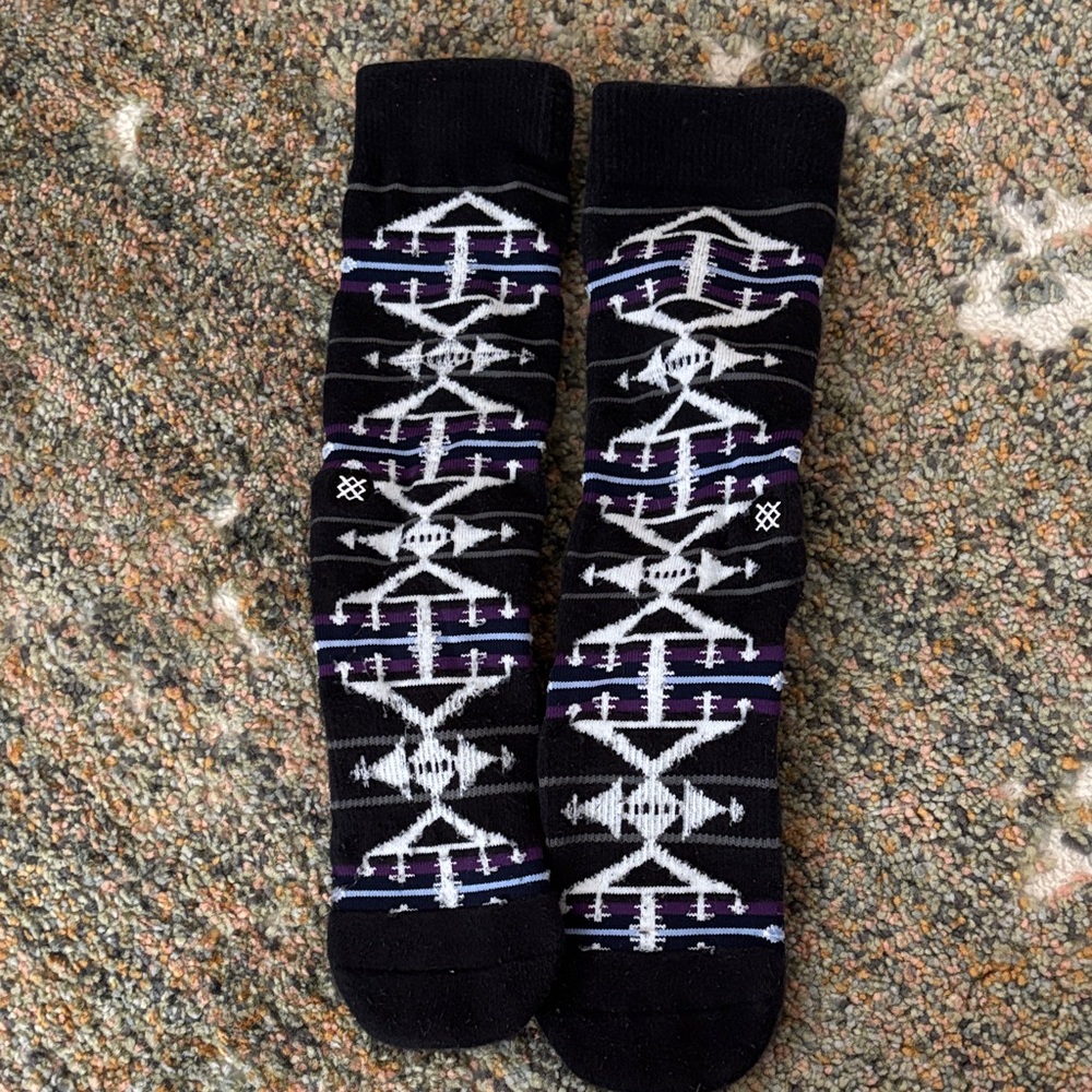 Stance Black and Purple Geometric Socks